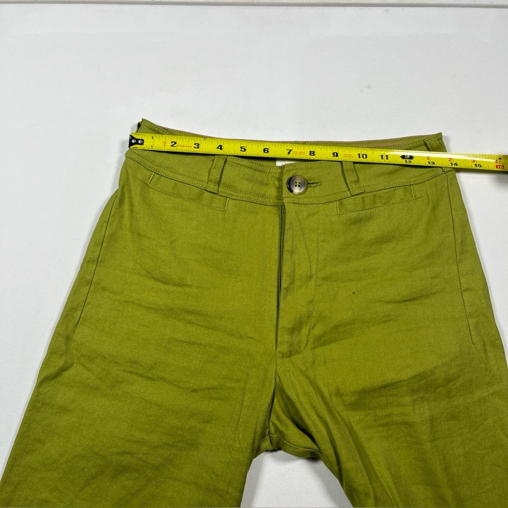 Maeve Pants The Colette Wide Leg Crop Linen Blend Yellow Green Casual Work Sz 27 - Picture 10 of 15